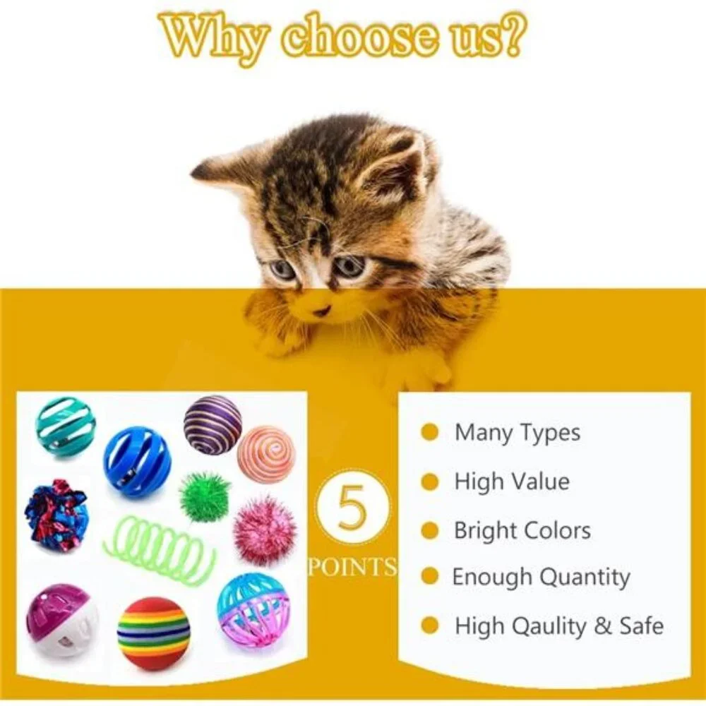 Cat Toys Kitten Assortment - Rainbow, Crinkle, Sparkle, Bell & Sisal